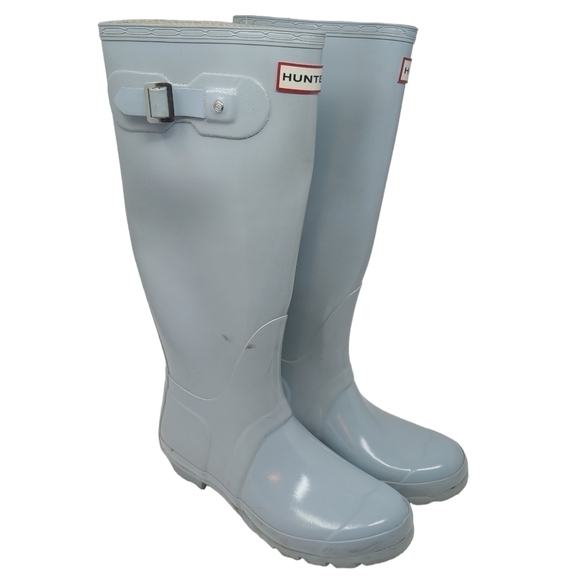 Hunter | Women's Sky Blue Original Gloss Tall Rain Boots (US Size 6M/7F) - Picture 1 of 12